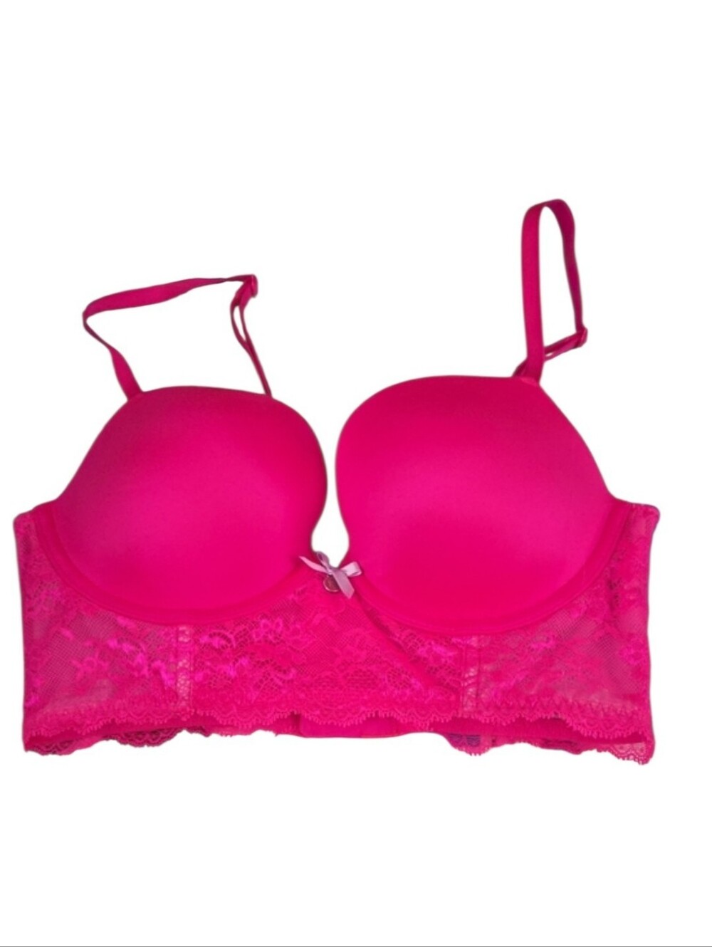 Victoria's Secret Hot Pink Lace Longline Push-Up Bra
